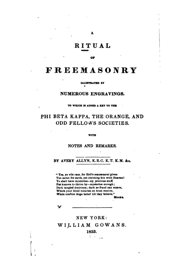 Avery Allyn - A Ritual of Freemasonry cover