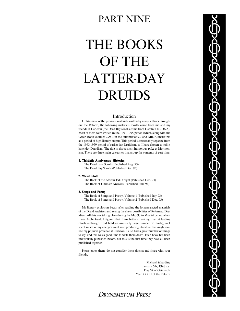 Reformed Druid Anthology - 09 The Books Of The Latter Day Reformed Druids cover