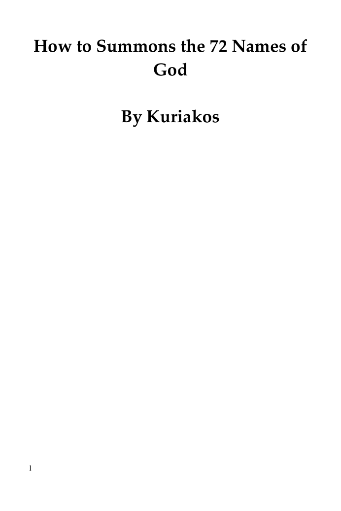 How to Summons the 72 Names of God cover