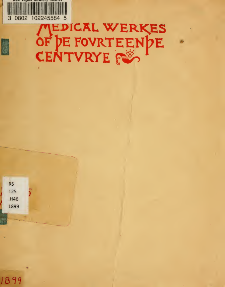 Medical works of the fourteenth century - together with a list of plants recorded in contemporary writings, with their id~1 cover
