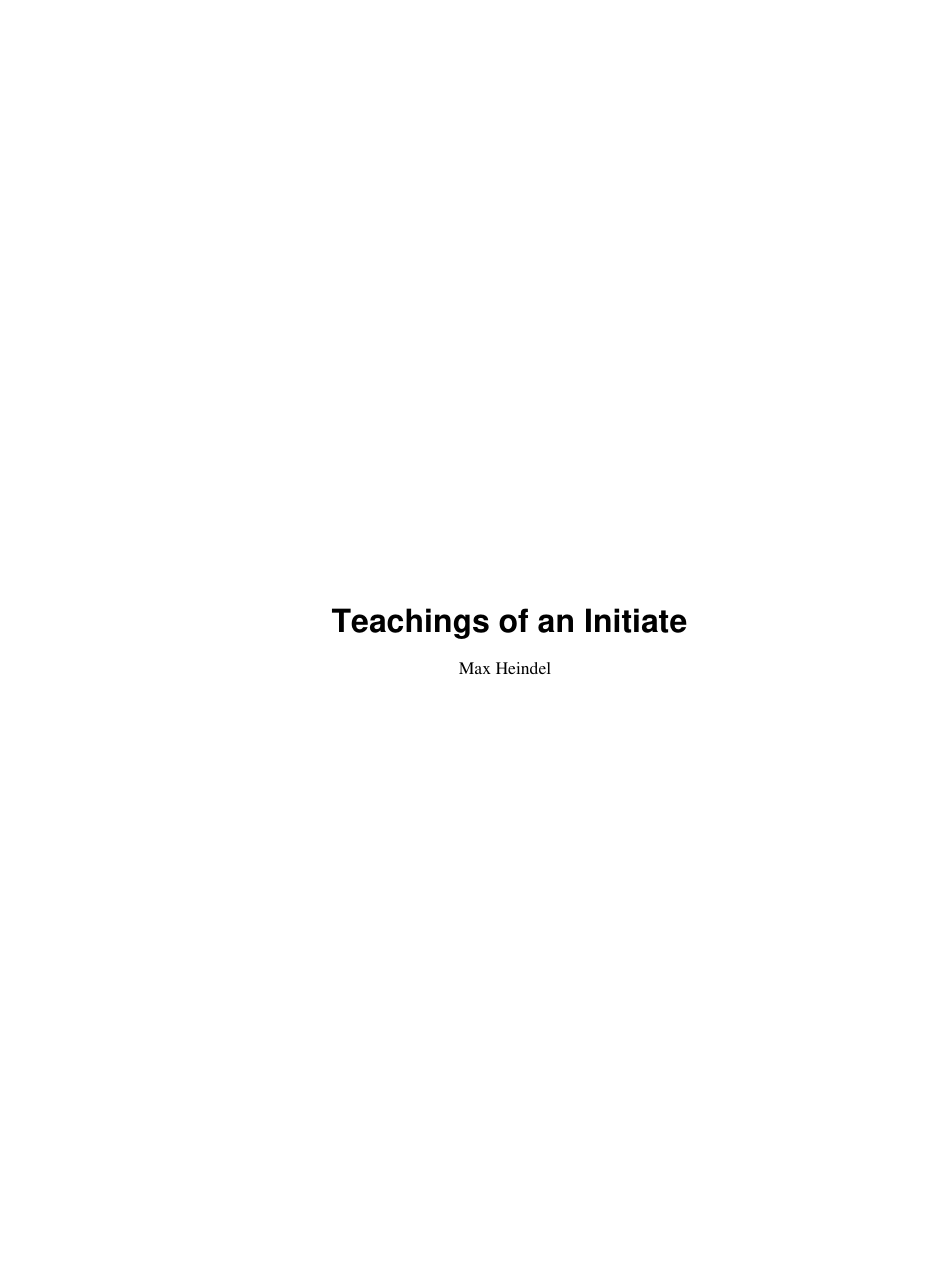 Teachings Of An Initiate cover