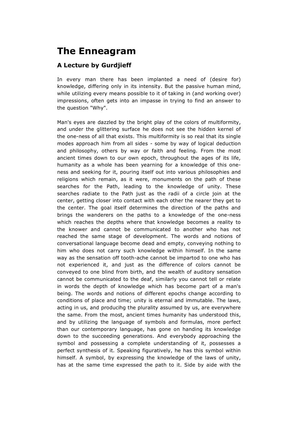 Gurdjieff - Enneagram Symbolism Lecture cover