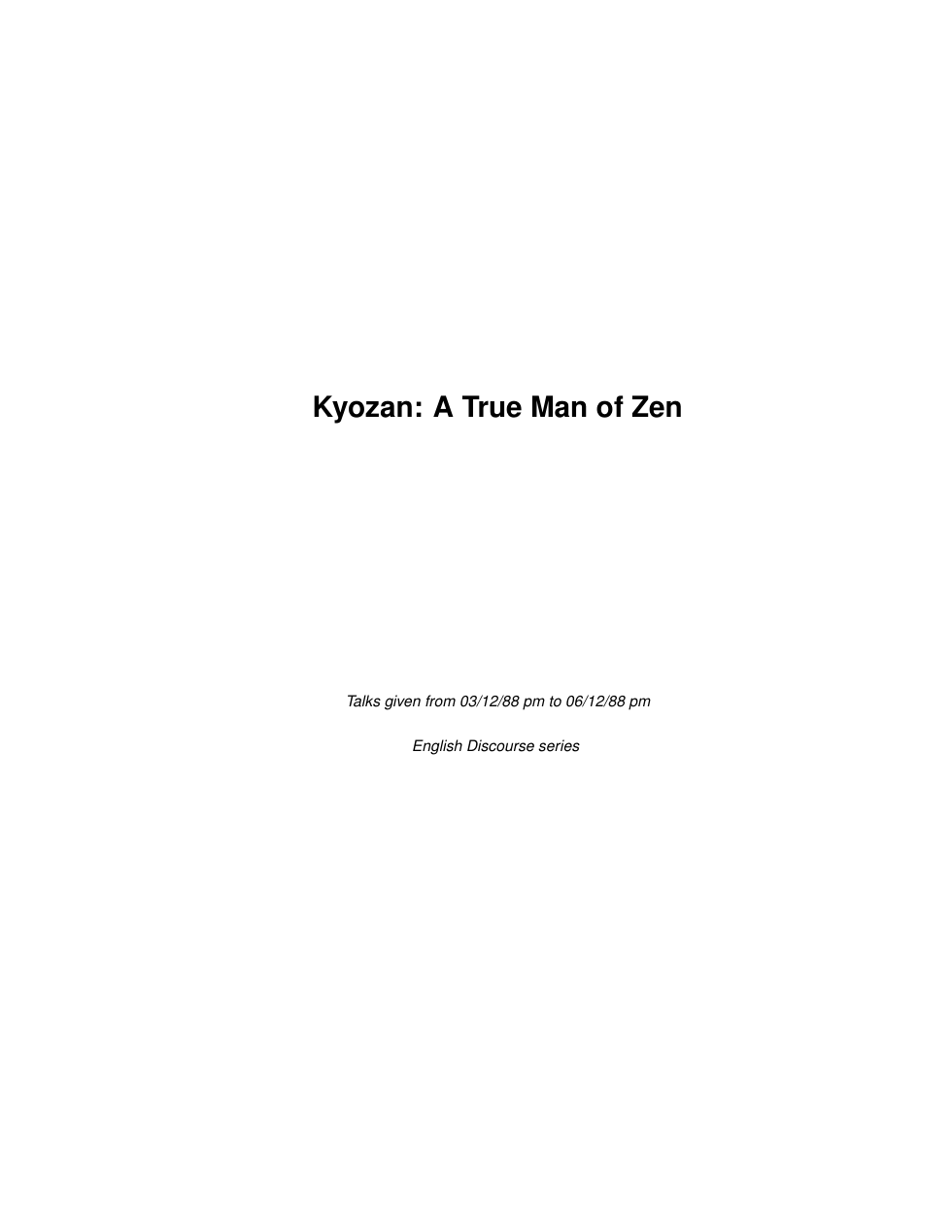 Kyozan. A True Man of Zen cover