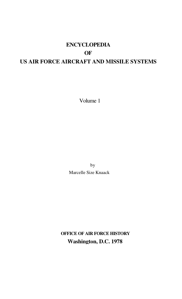 Encyclopedia of US Aircraft and Missile Systems Vol 1 - Post WWII Fighters cover