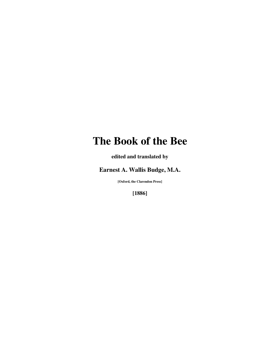 The Book of the Bee cover