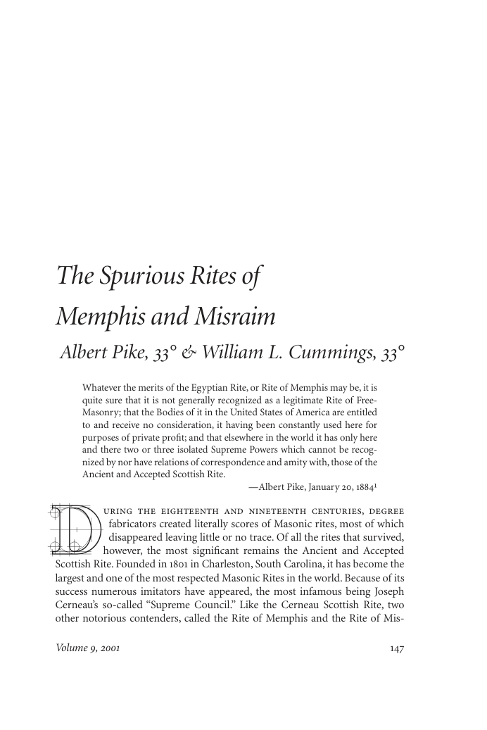 Albert Pike - The Spurious Rites Of Memphis And Misraim cover
