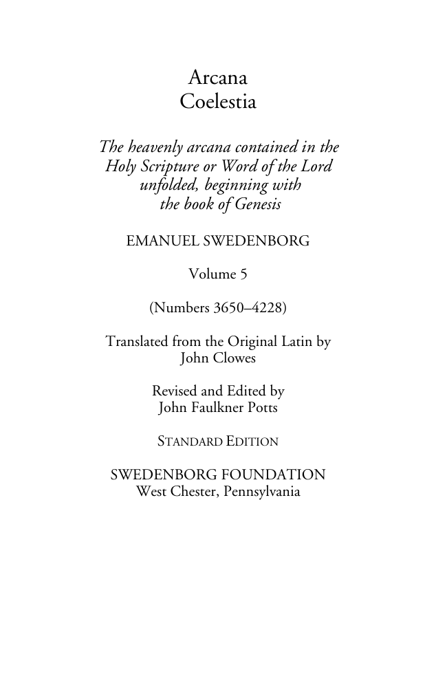 Emanuel Swedenborg - Arcana Coelestia - 05 of 12 cover