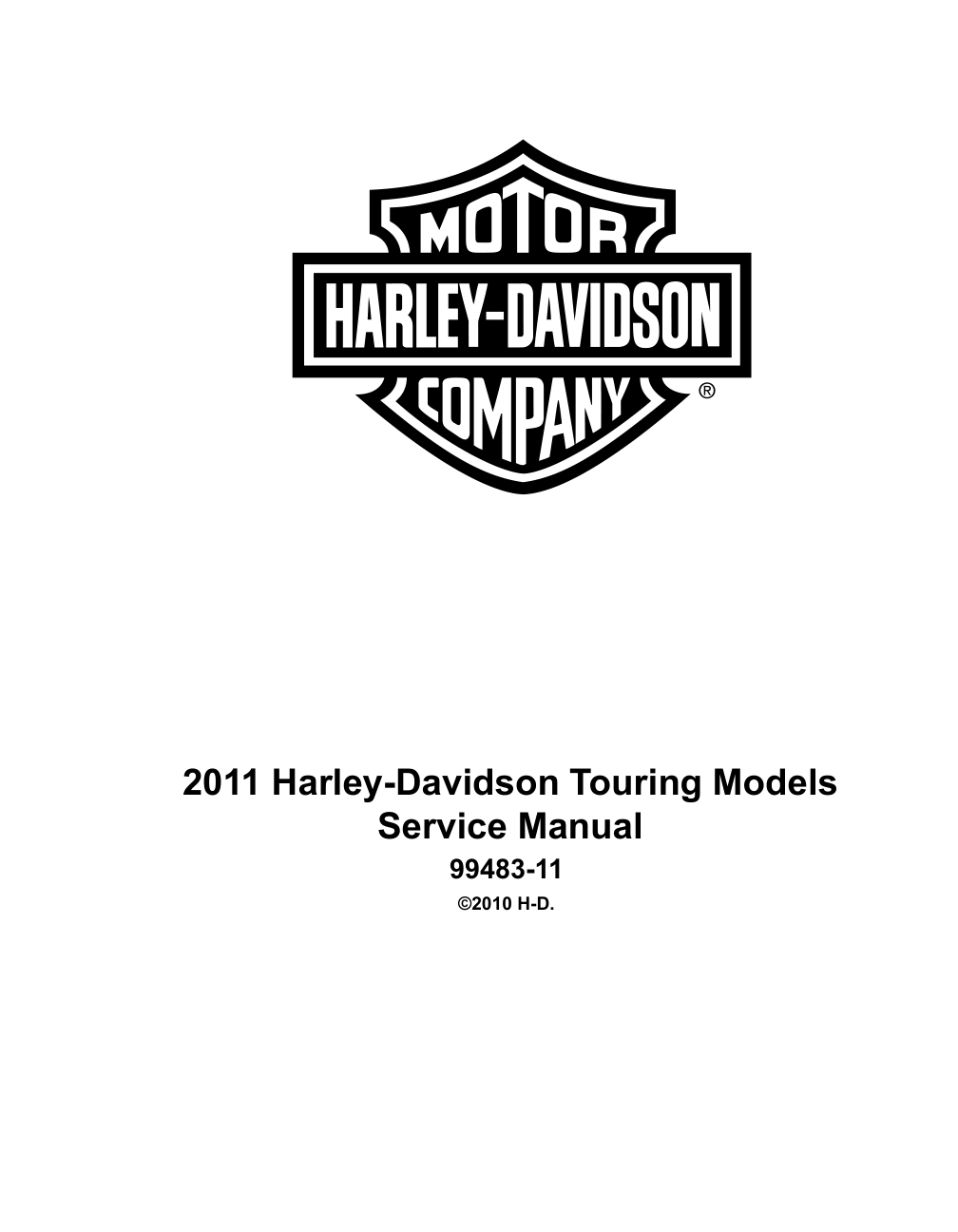 2011 Harley Davidson Touring Model Service Manual cover