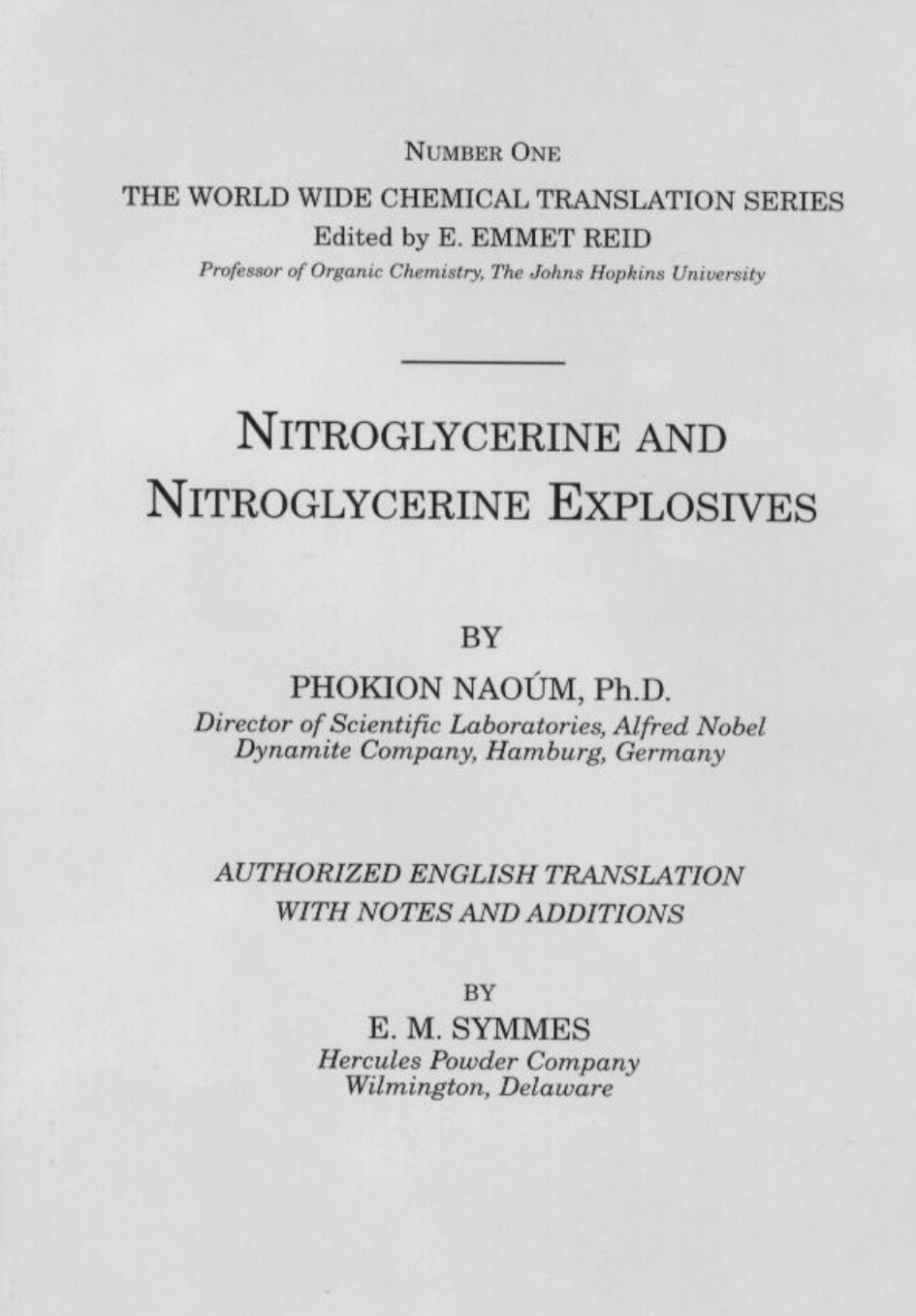 Nitroglycerine & Nitroglycerine Explosives cover
