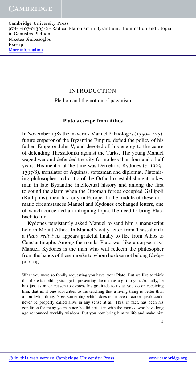 Plethon and the notion of paganism cover