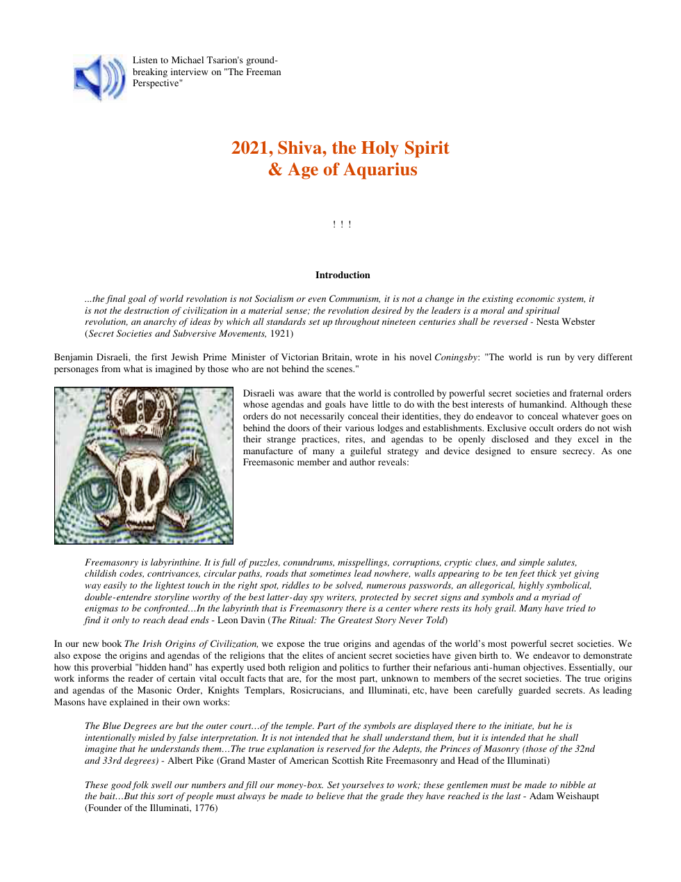 Michael Tsarion - Shiva, The Holy Spirit And The Age Of Aquarius cover