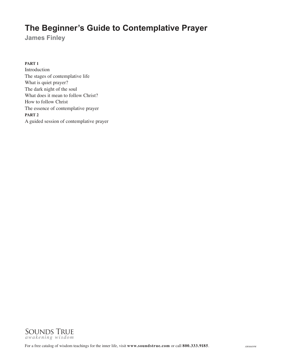 The Beginners Guide to Contemplative Prayer TOC cover