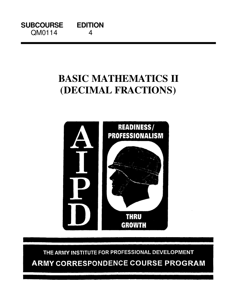 ARMY Basic Mathematics II (Decimal Fractions) 48 pages cover