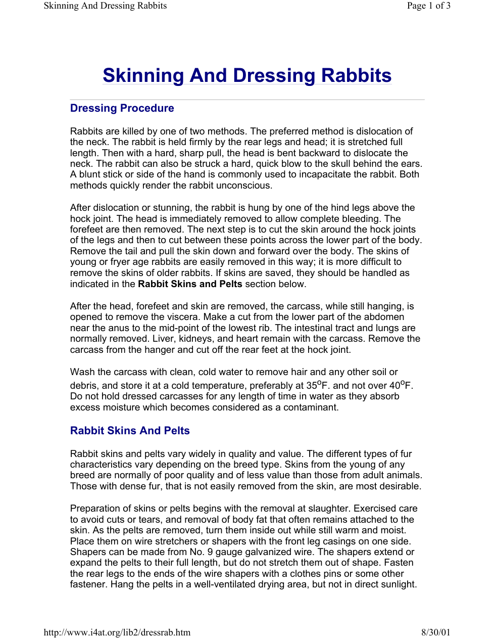 Skinning And Dressing Rabbits cover