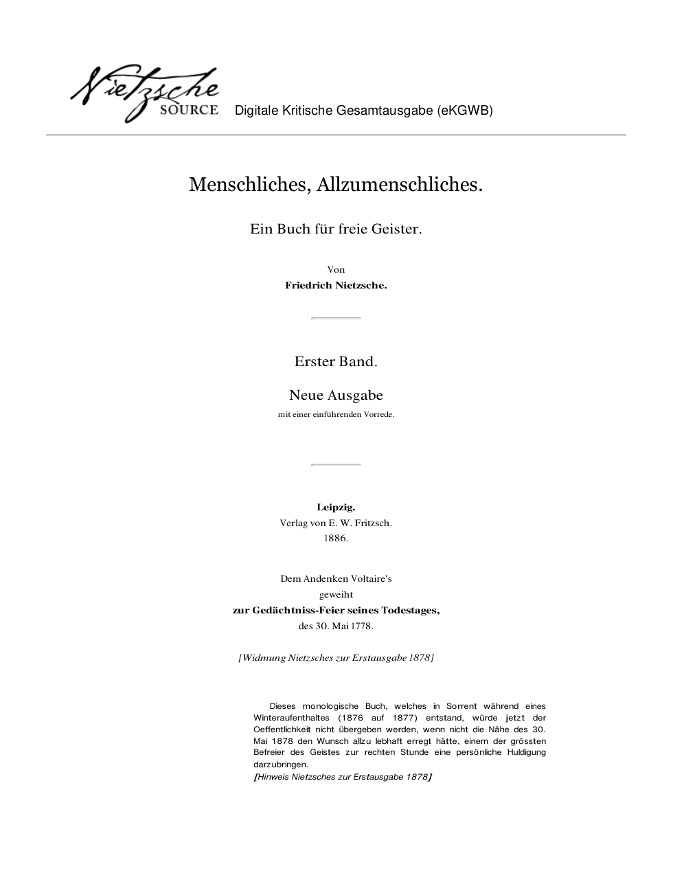 Menschliches Allzumenschliches cover