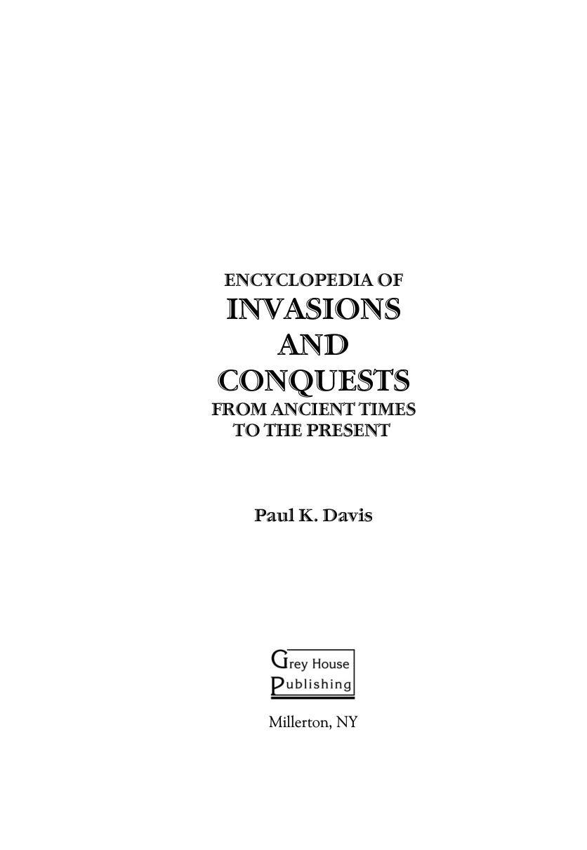 Encyclopedia of Invasions and Conquests from Ancient Times to the Present cover
