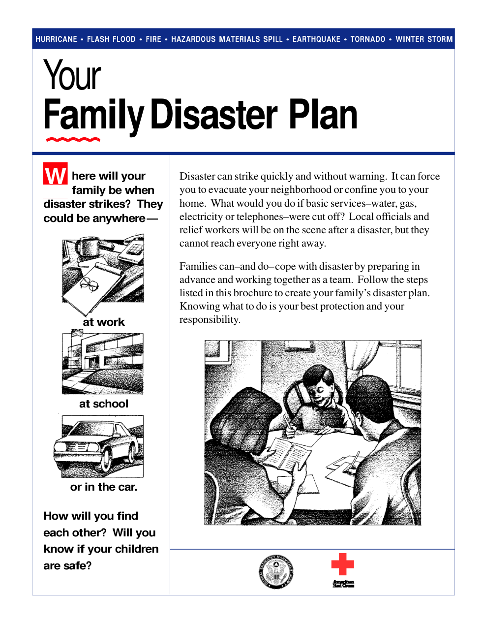 FEMA Your Family Emergency Plan 1991 4 pages cover