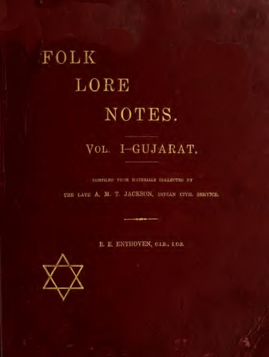 Folk Lore Notes, Volume 1, Gujarat - A M T Jackson (1914) cover