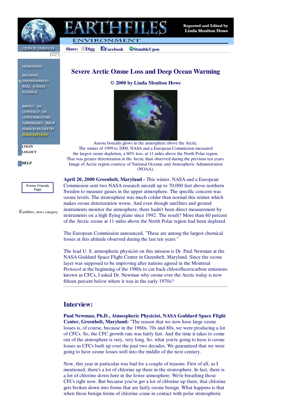 04 20 2000 Severe Arctic Ozone Loss and Deep Ocean Warming cover