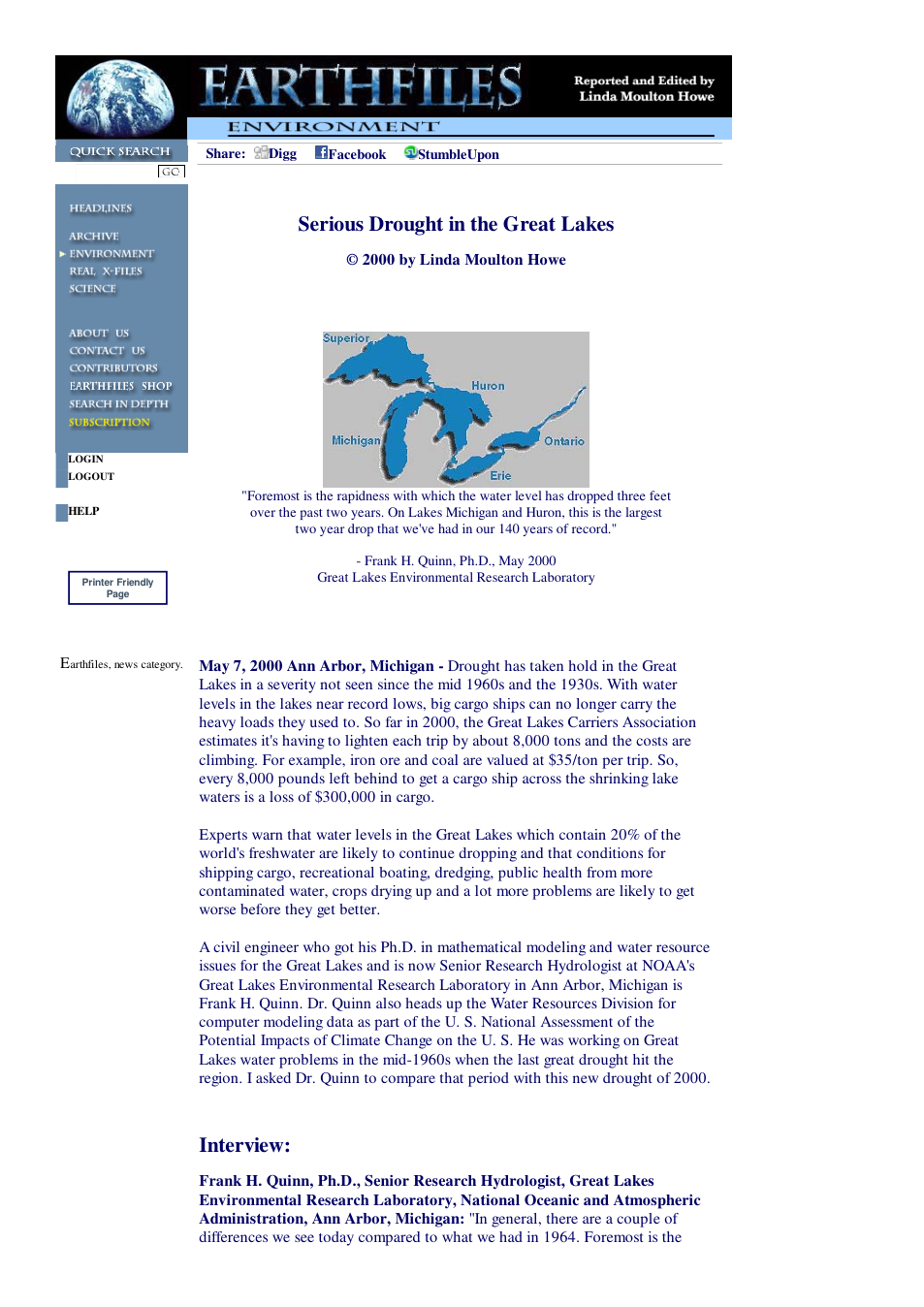 05 07 2000 Serious Drought in the Great Lakes cover