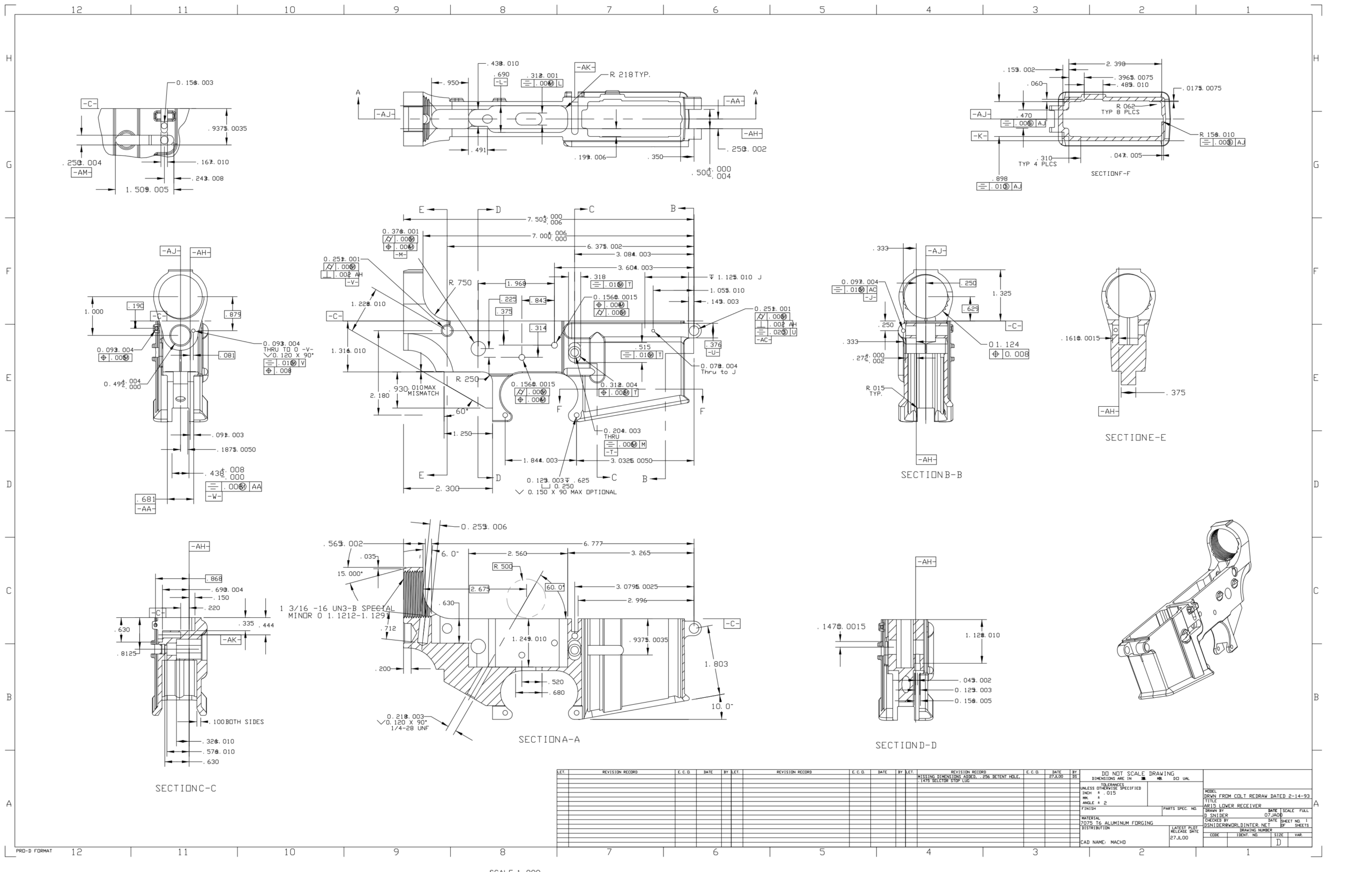 AR-15 Receiver Blueprints 1 page cover
