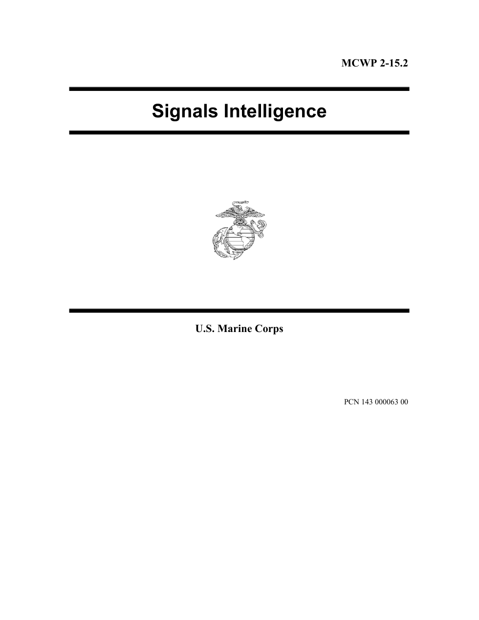 USMC Signals Intelligence (SIGINT) 1999 123 pages cover