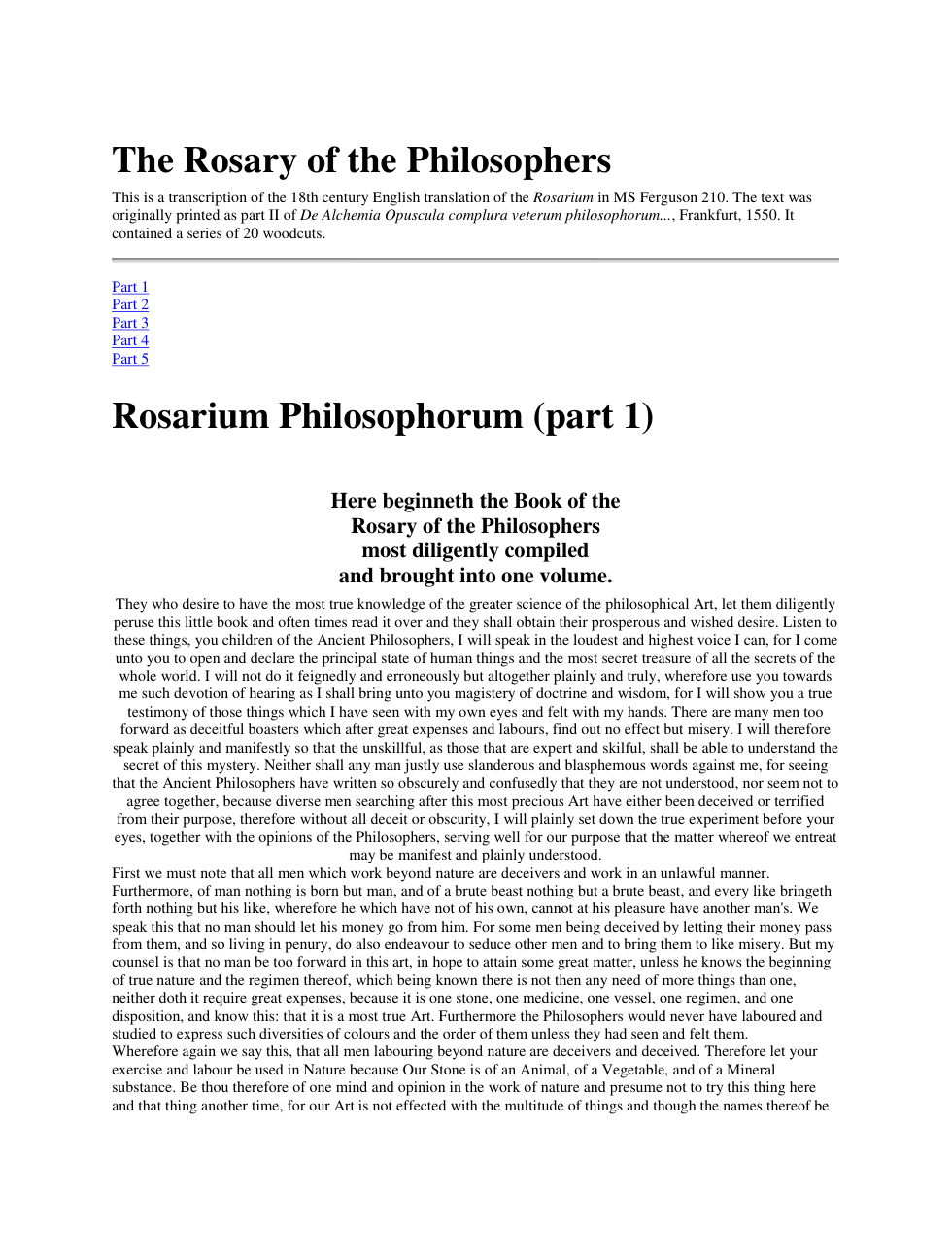 English translation of the Rosarium philosophorum cover