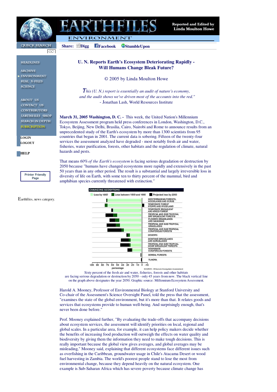 03 31 2005 U. N. Reports Earth's Ecosystem Deteriorating Rapidly - Will Humans Change Bleak Future cover