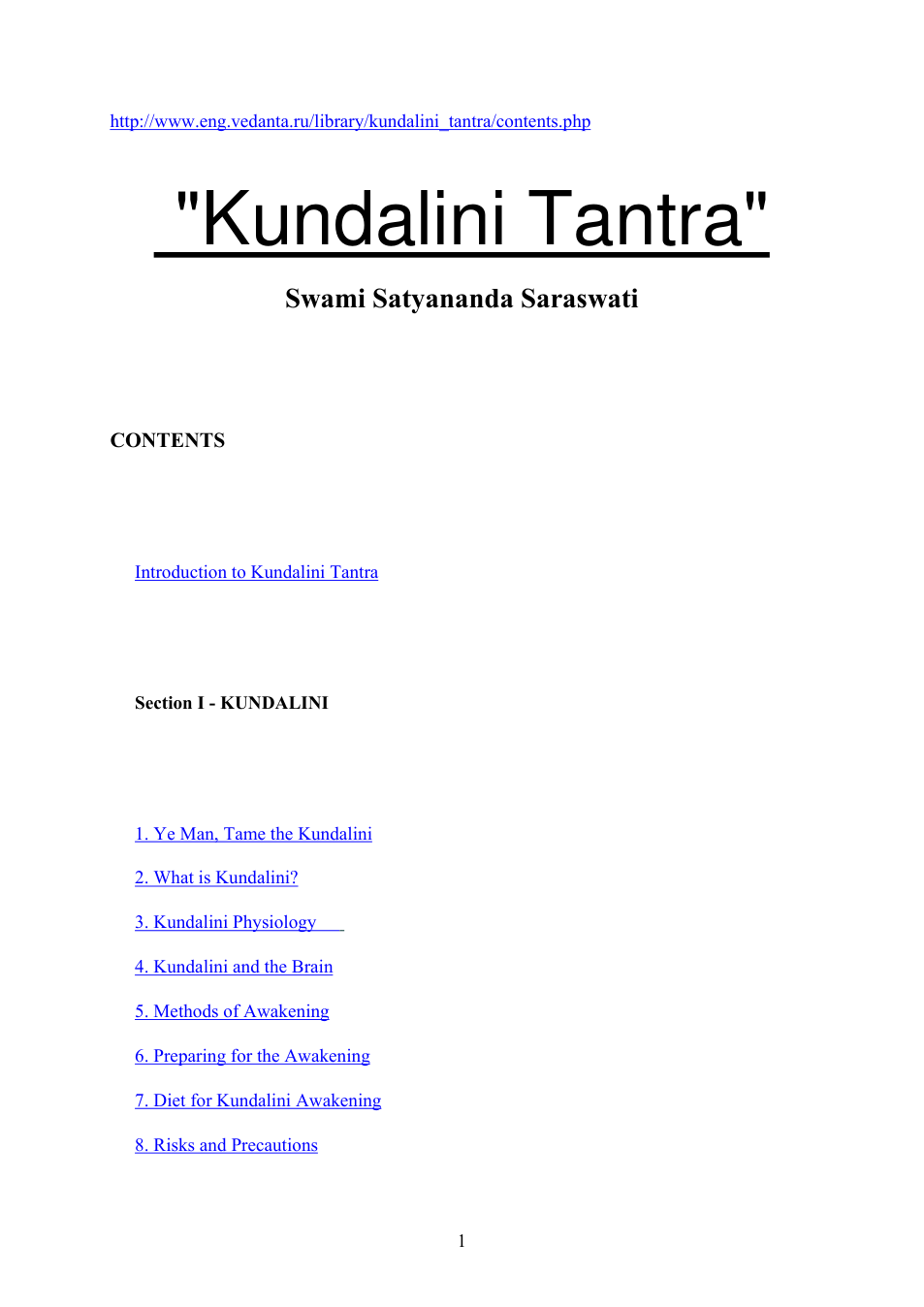 Swami Satyananda Saraswati - Kundalini Tantra cover