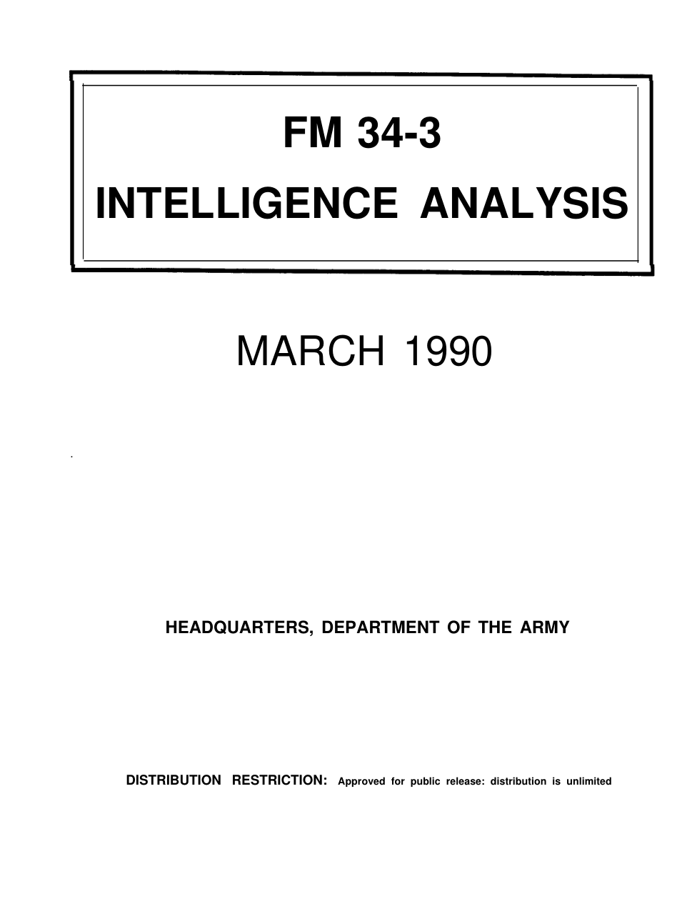 FM 34-3 Intelligence Analysis cover