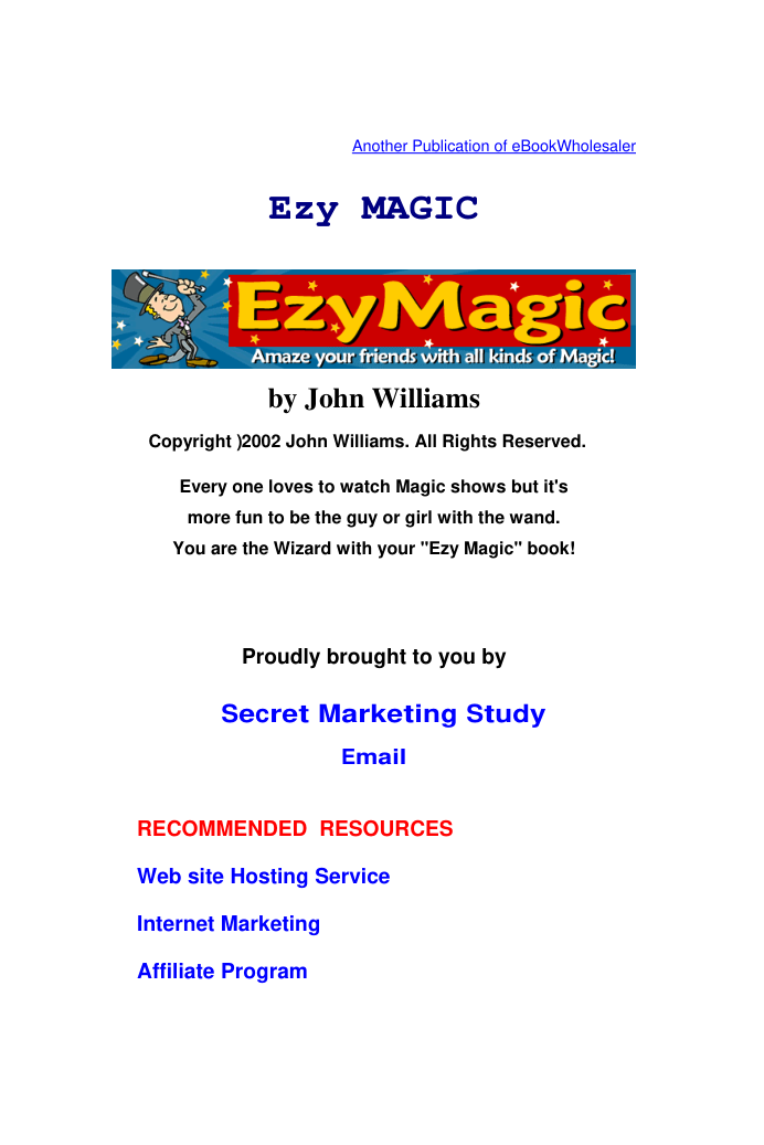 Magic Tricks 110 Page Ebook cover