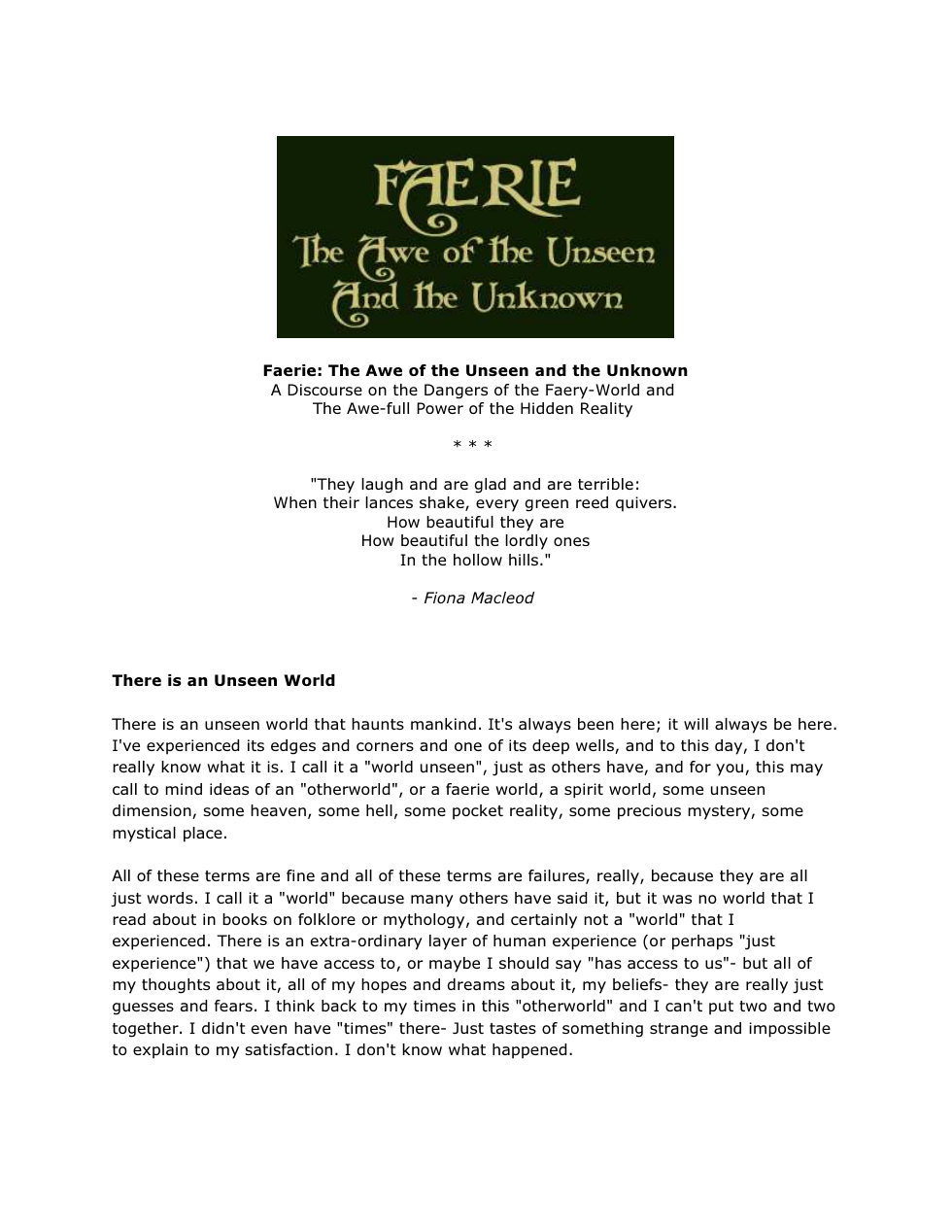 Faerie The Awe of the Unseen a - Robin Artisson cover