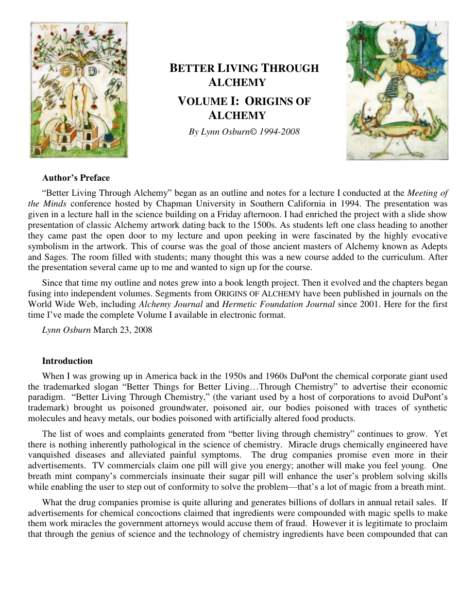 Better Living Through Alchemy Vol I cover