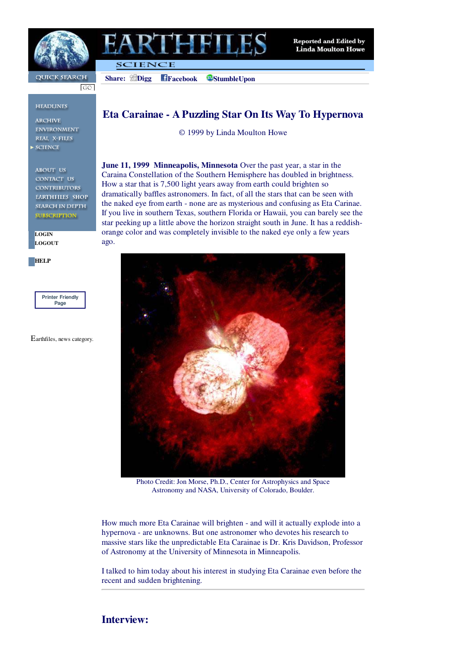 06 11 1999 Eta Carainae - A Puzzling Star On Its Way To Hypernova cover