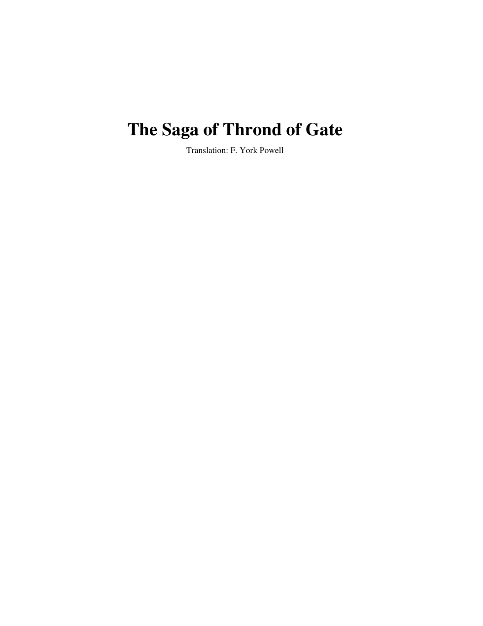 The Saga of Thrond of Gate cover