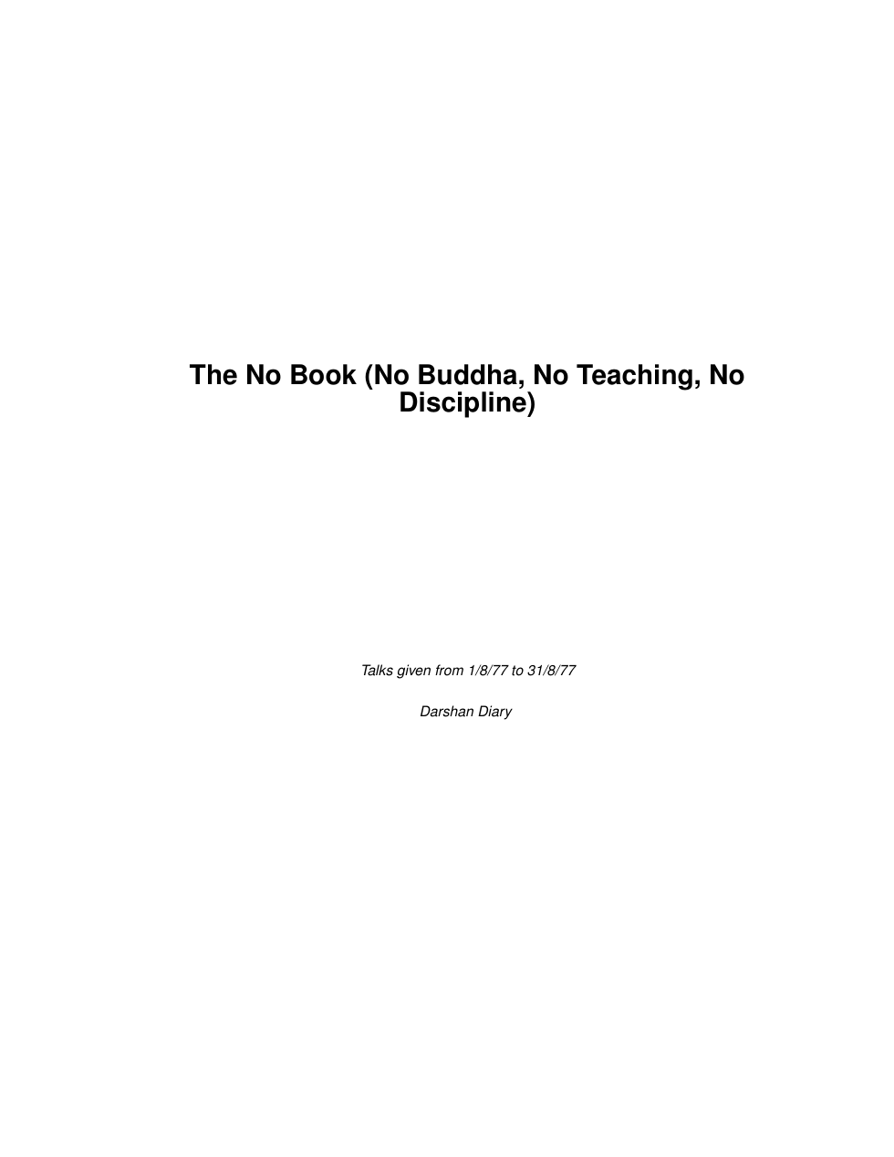 The No Book (No Buddha, No Teaching, No Discipline) cover