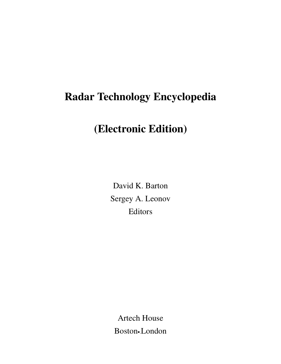 Radar Technology Encyclopedia cover