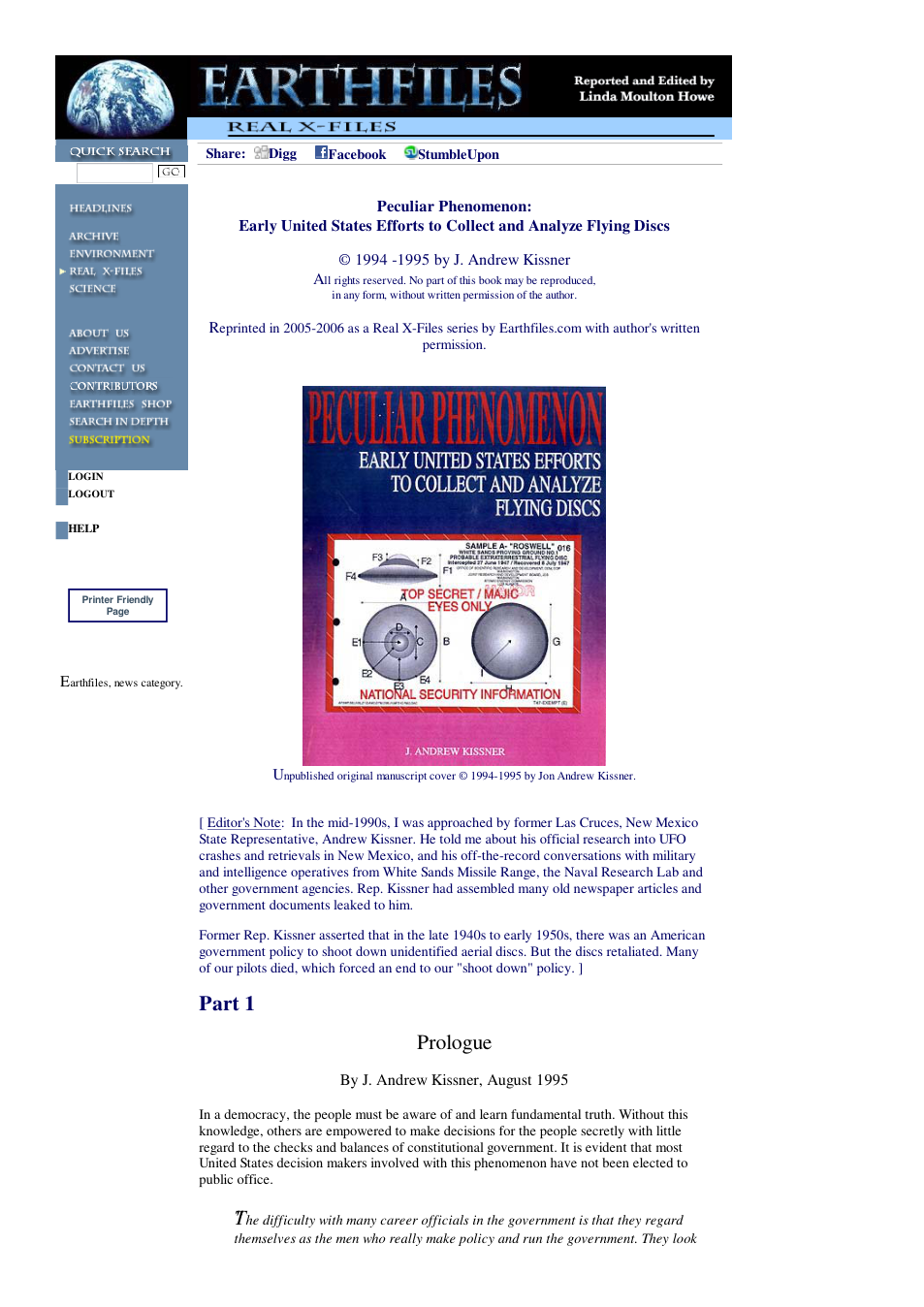 12 19 2005 Part 1 - Peculiar Phenomenon Early United States Efforts to Collect and Analyze Flying Discs cover