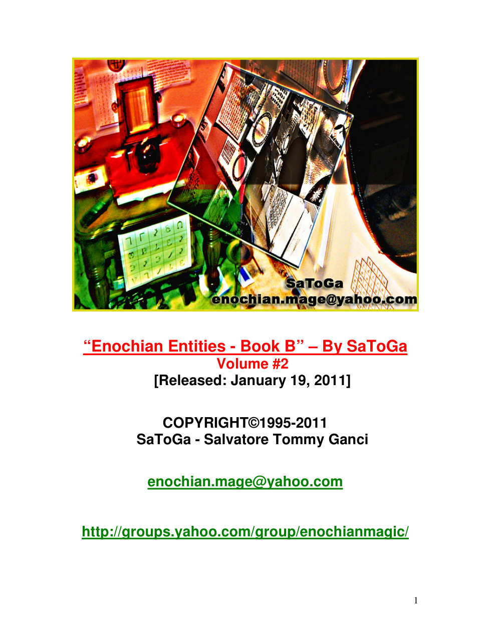 Book #B - Enochian Entities - By SaToGa cover