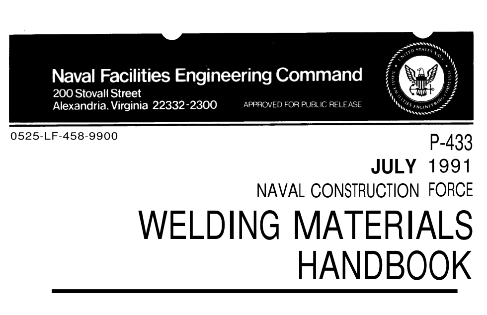 NAVY Welding Materials Handbook 1991 215pages cover