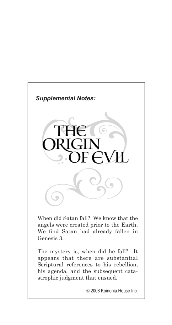 Chuck Missler - The Origin Of Evil cover