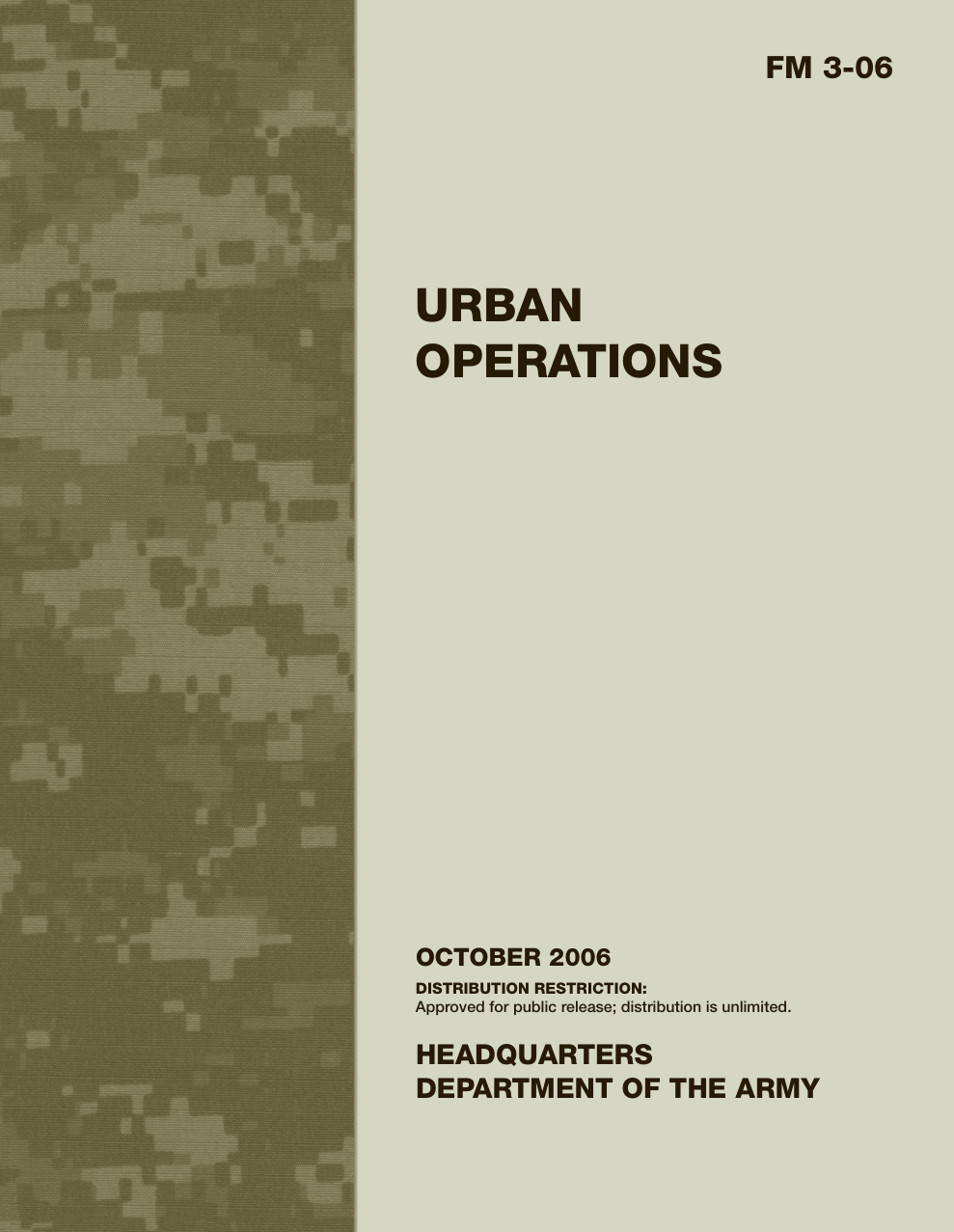 ARMY Urban Operations 2006 316 pages cover