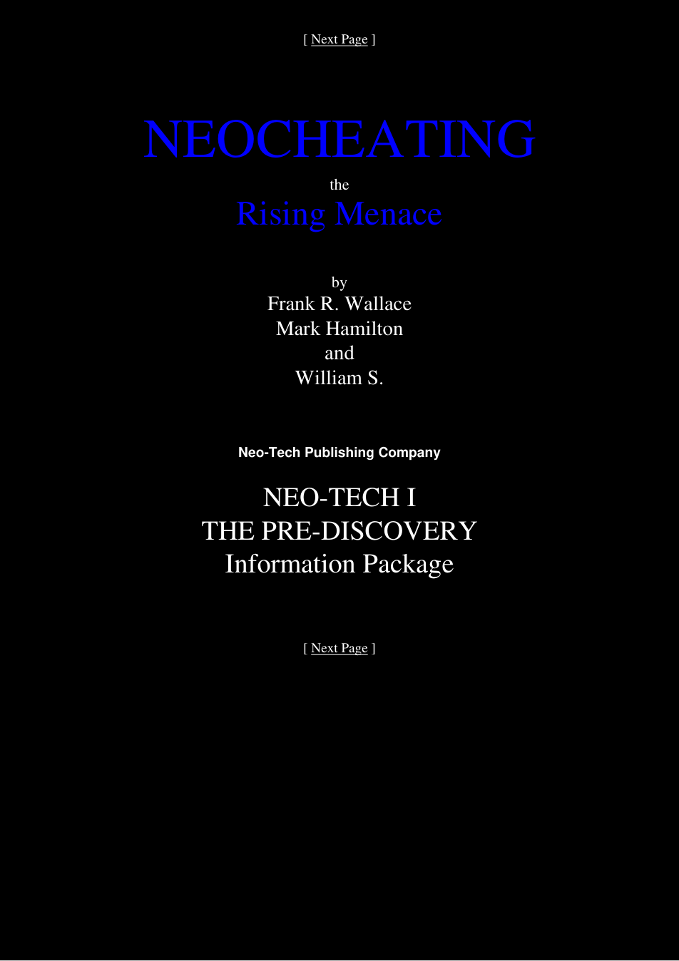 Frank R Wallace - Neocheating cover