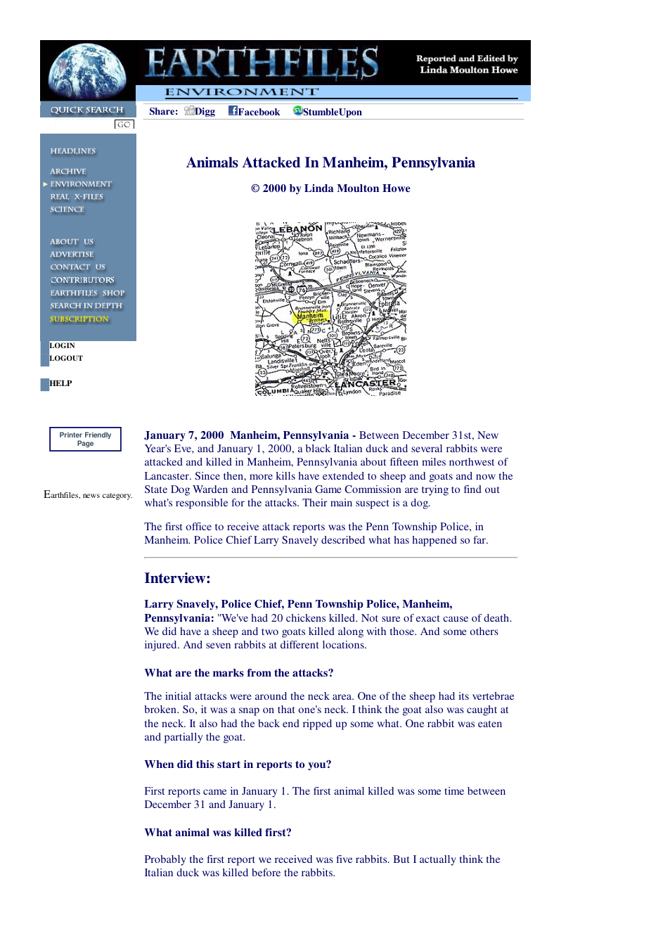 01 07 2000 Animals Attacked In Manheim, Pennsylvania cover