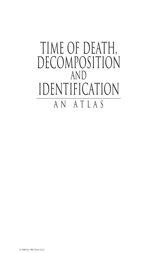 Time of Death, Decomposition and Identification cover