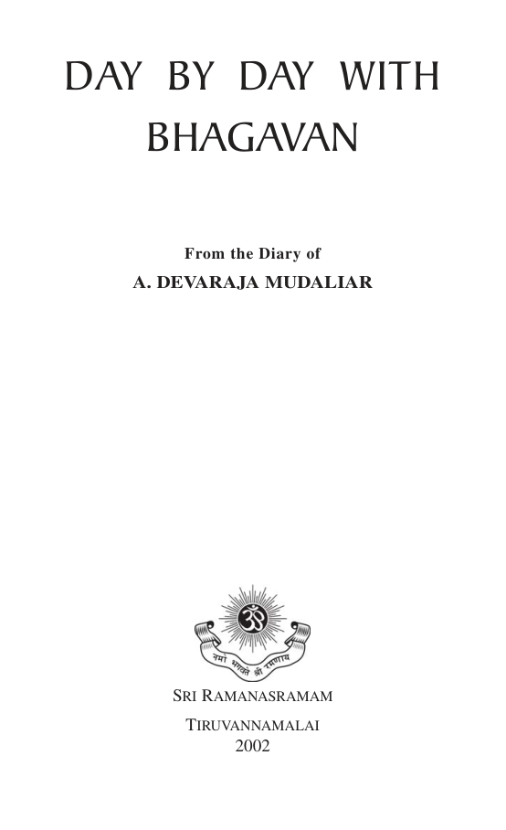Ramana Maharshi - Day By Day With Bhagavan cover