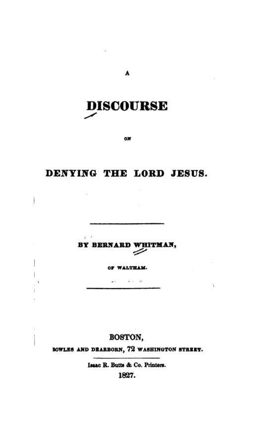 A Discourse on Denying the Lord Jesus cover