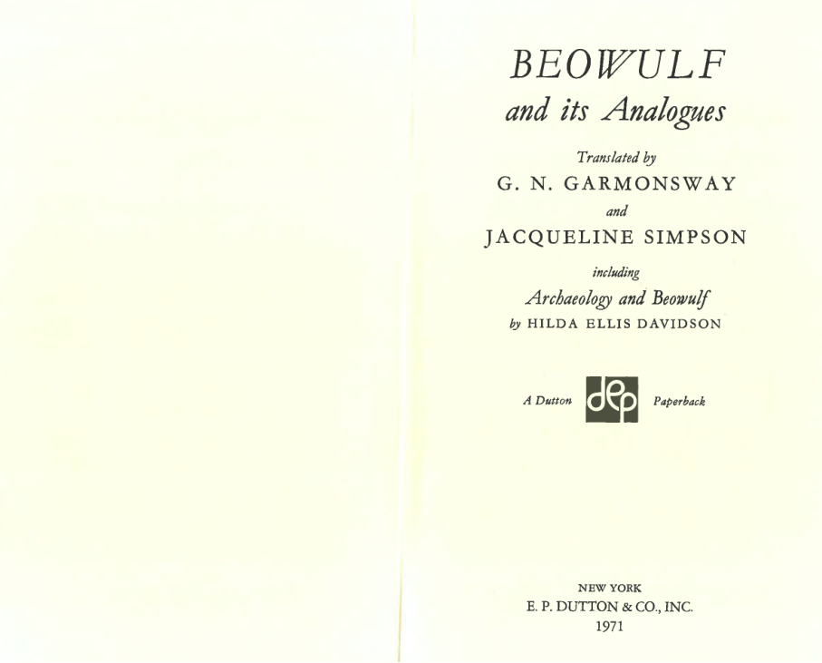 G. N. Garmonsway, Jacqueline Simpson (Trans) - Beowulf and its analogues cover