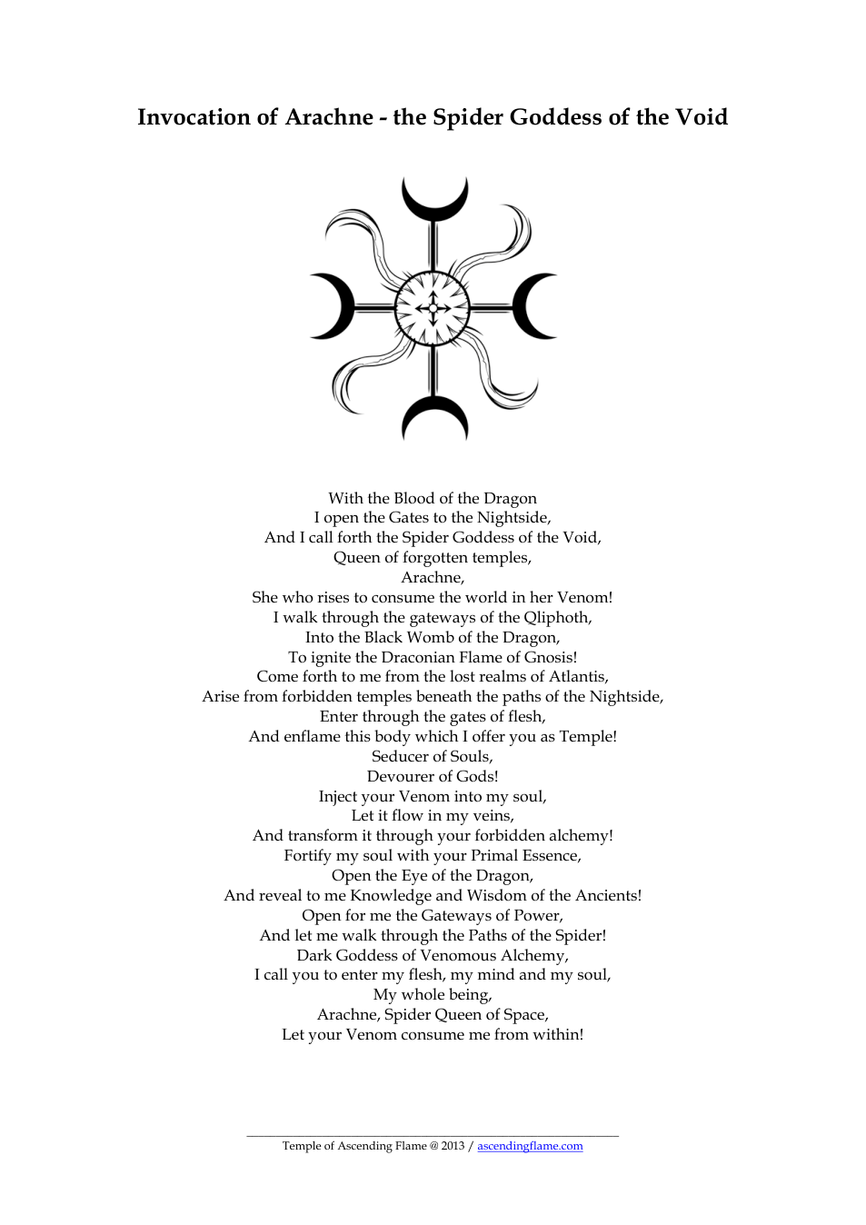 Invocation of the Spider Goddess(full permission) cover