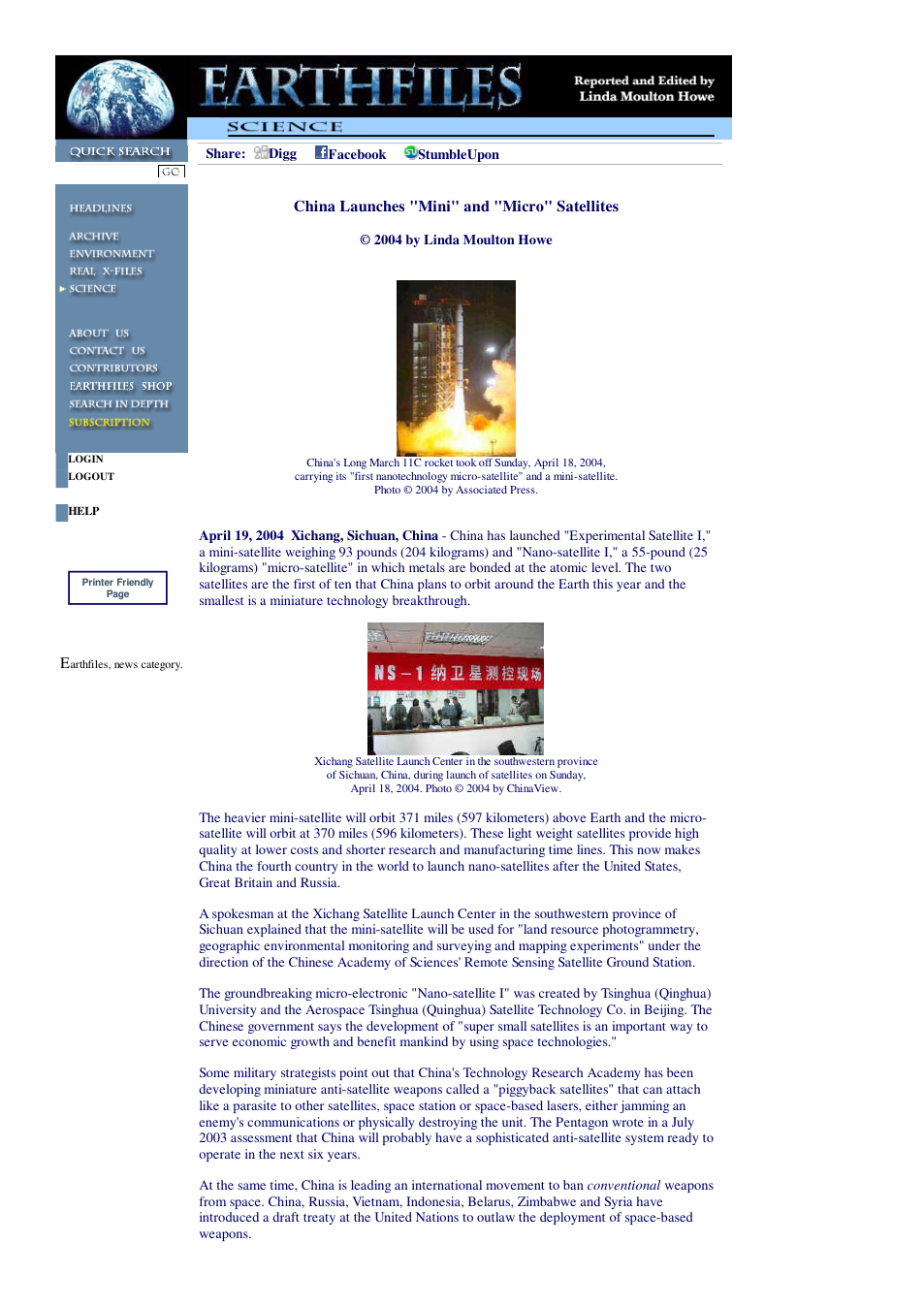 04 19 2004 China Launches Mini and Micro Satellites cover